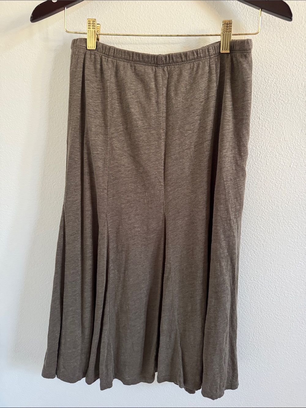 Garnet Hill Taupe Organic Linen Skirt